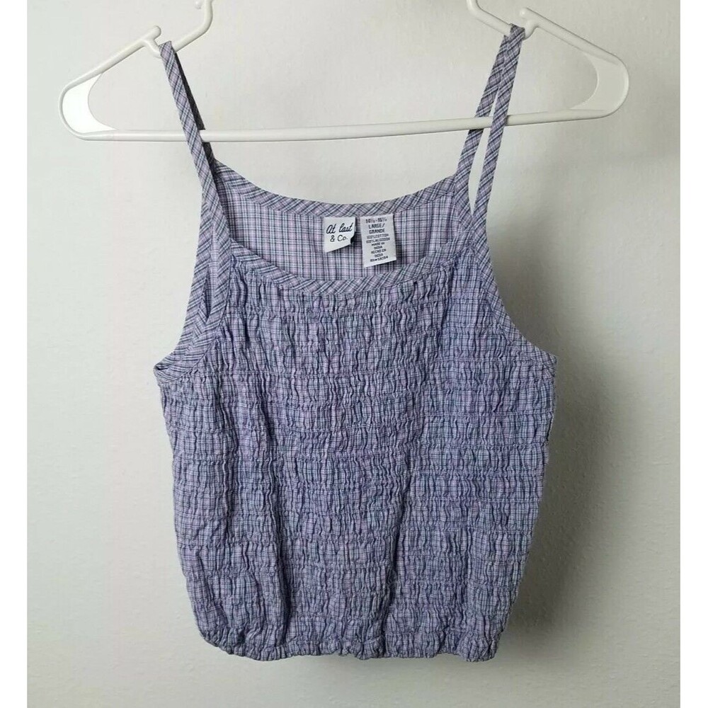 At Last & Co. Girls Large 14 1/2 - 16 1/2 Smocked Tank Top Button Up Vintage Y2K - Picture 3 of 4